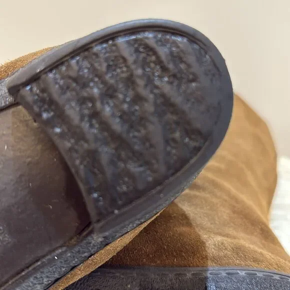 Clark’s tall suede boots Sherpa lined zipper Brown size 5.5 - Picture 8 of 11